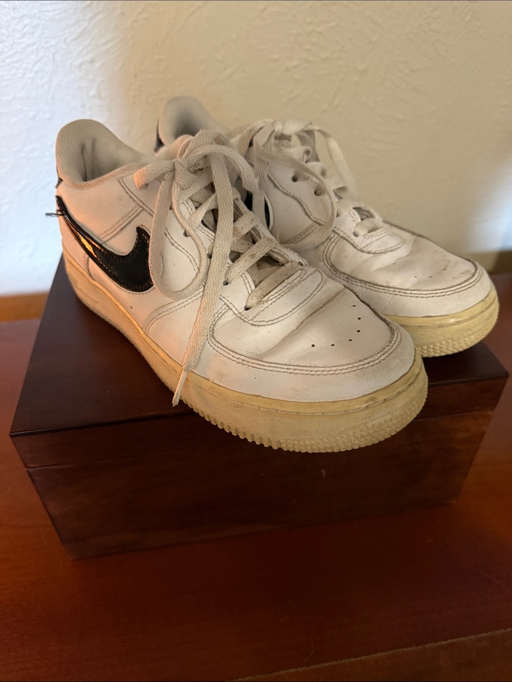 Nike Air White Sneakers with Black Swoosh